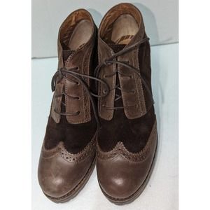 SPERRY TOP SIDER Emory suede leather chunky wingtip heeled booties size 8.5